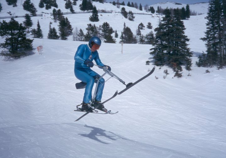 Kevan Leycraft catching a little air. Lake Louise, Alberta. April, 2000.