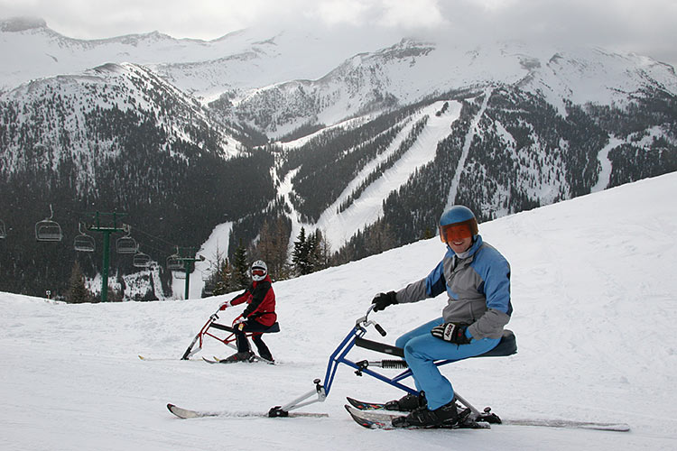 The beginning of another lovely day of skibiking up at Lake Louise...
